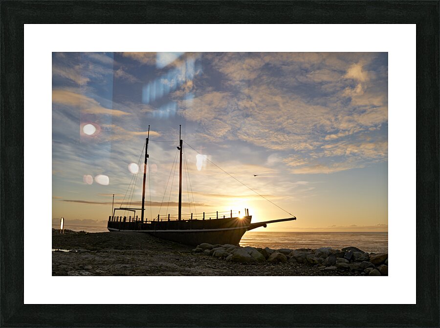 Hokitika. New Zealand. South Island. Ship named Torgauten stranded on the beach. Picture Frame print