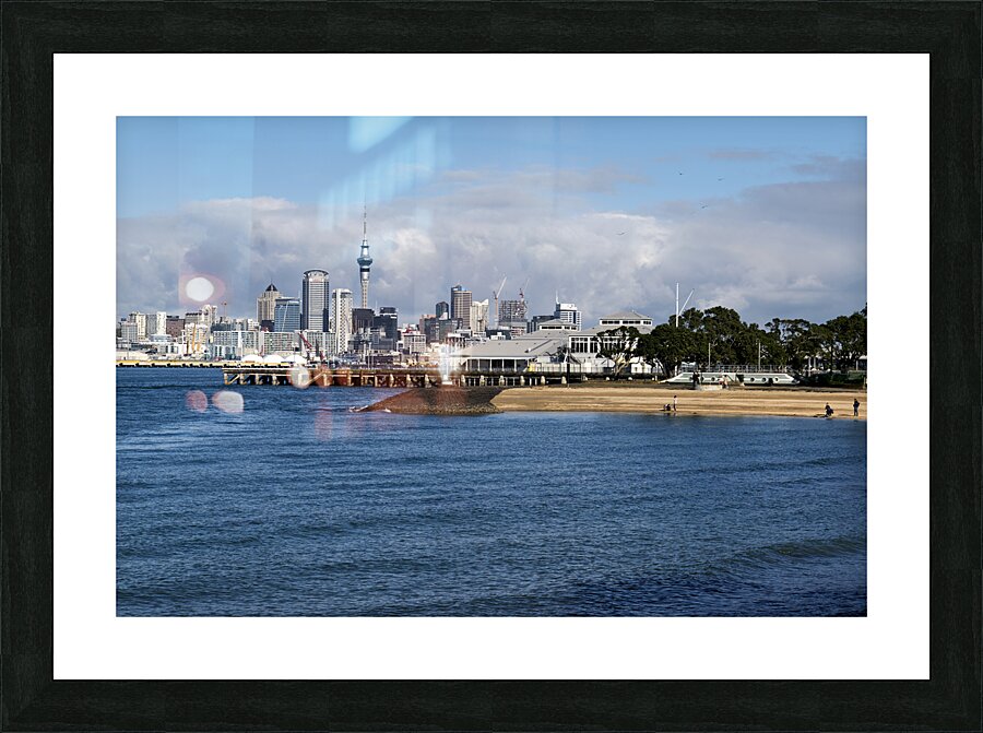 Auckland. New Zealand. The skyline of the city from Devonport Picture Frame print