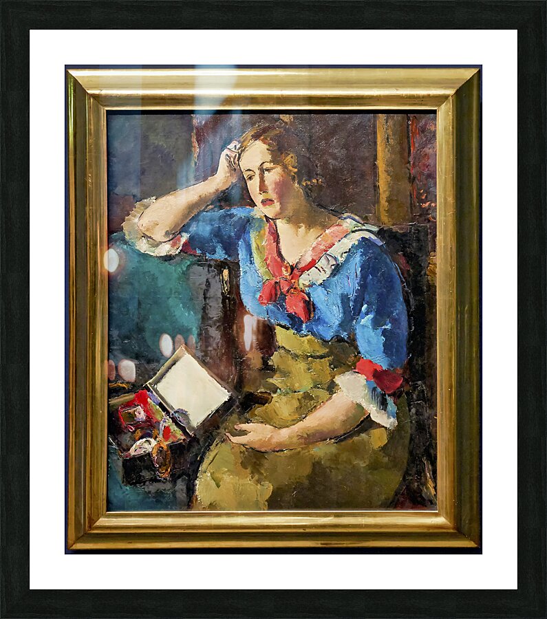 Egon Schiele - Seated Woman in a Blue House 1912 - Belvedere Museum Vienna Austria Picture Frame print