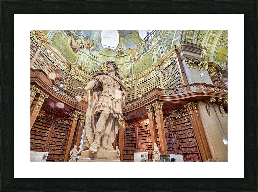 The Prunksaal center of the old imperial library inside the Austrian National Library. Vienna Austria Picture Frame print