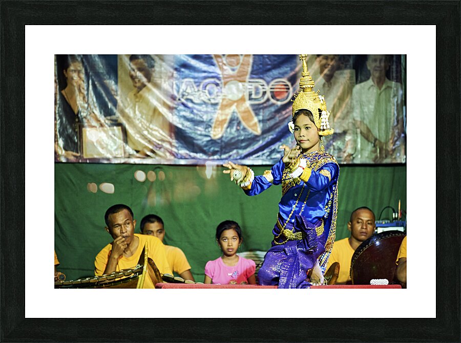 Traditional khmer dances performance in a orphanage of Siem Reap. Cambodia Picture Frame print