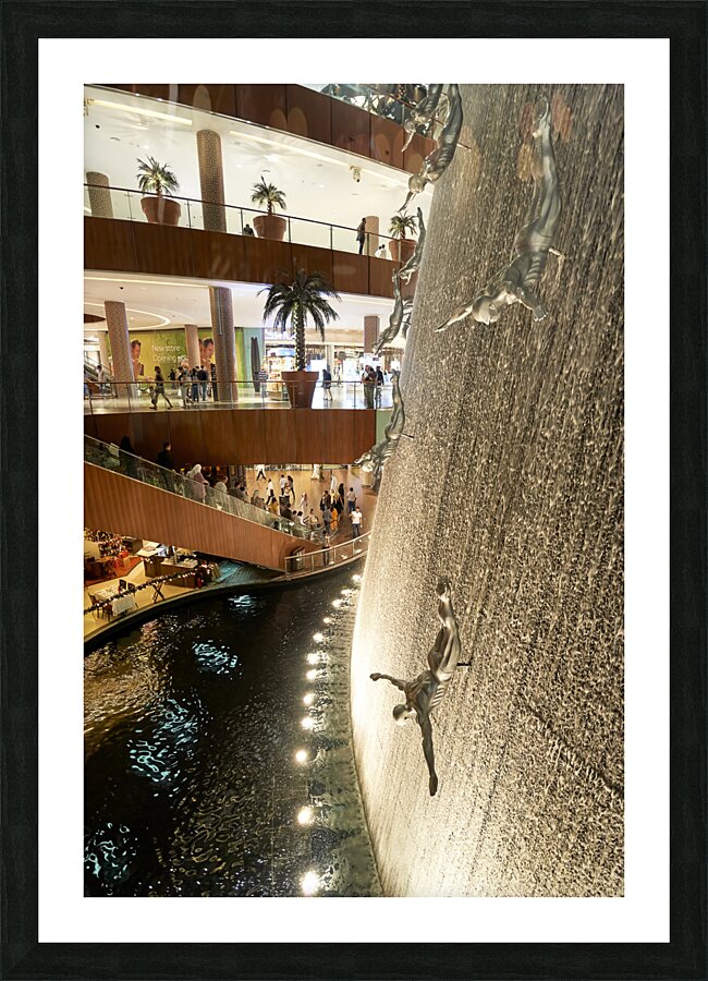 Dubai. UAE. The waterfall inside Dubai Mall Picture Frame print