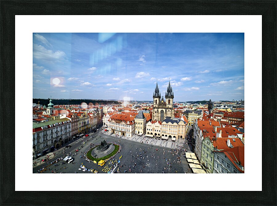 Czech Republic. Prague.  Aerial view of the old town. The church of Our Lady before Tyn Picture Frame print