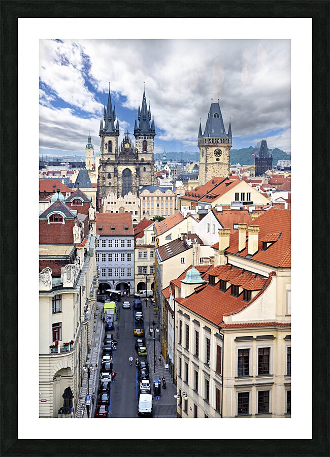 Czech Republic. Prague. Elevated view of the old town at sunset. Picture Frame print