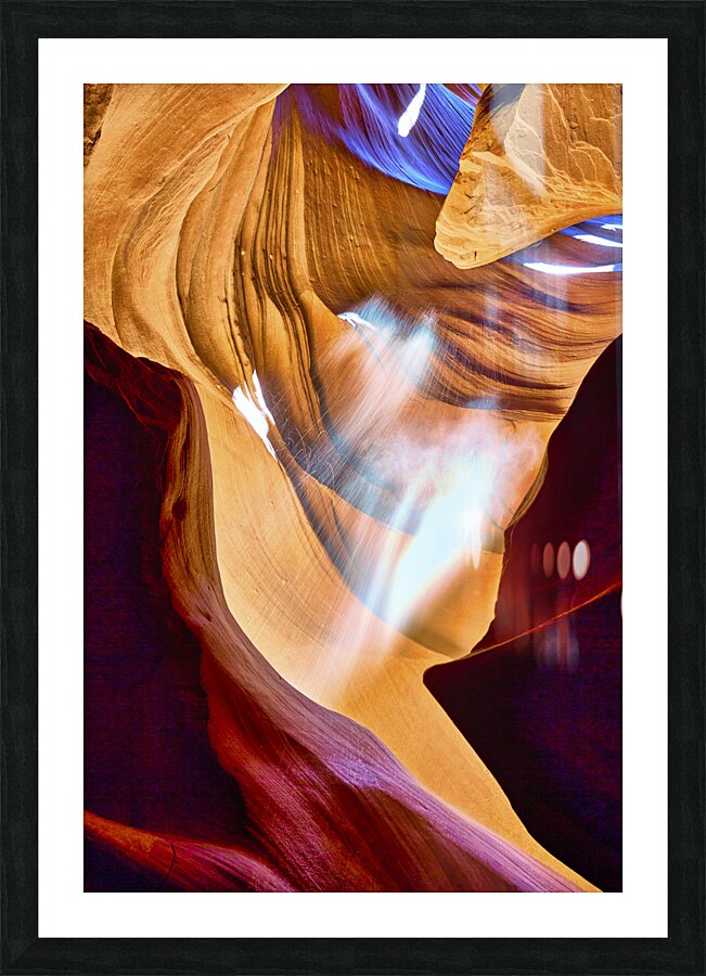 A beam of light in the Antelope Slot Canyon Navajo Tribal Park Arizona USA Picture Frame print