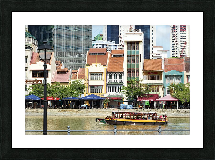 Singapore downtown boat trip Picture Frame print
