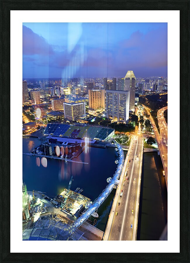 Singapore. Marina Bay at sunset Picture Frame print