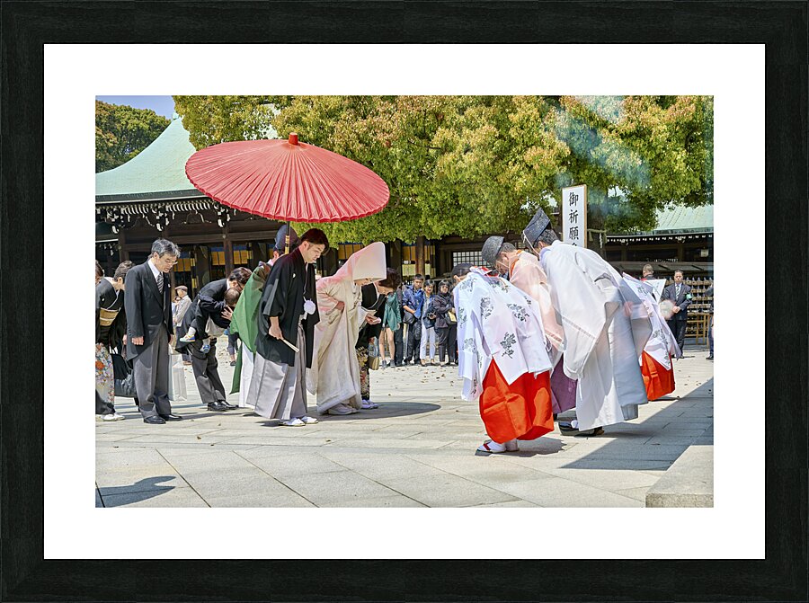 Japan. Tokyo. Traditional wedding ceremony at Meiji Jingu Shinto shrine Picture Frame print