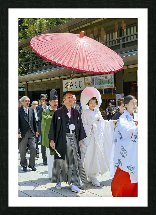 Japan. Tokyo. Traditional wedding ceremony at Meiji Jingu Shinto shrine Picture Frame print