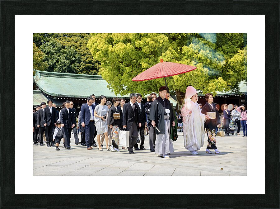 Japan. Tokyo. Traditional wedding ceremony at Meiji Jingu Shinto shrine Picture Frame print