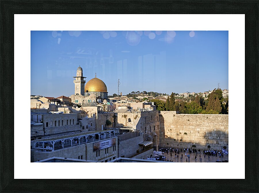 Jerusalem Israel. Dome of the rock temple mount and wailing wall Picture Frame print