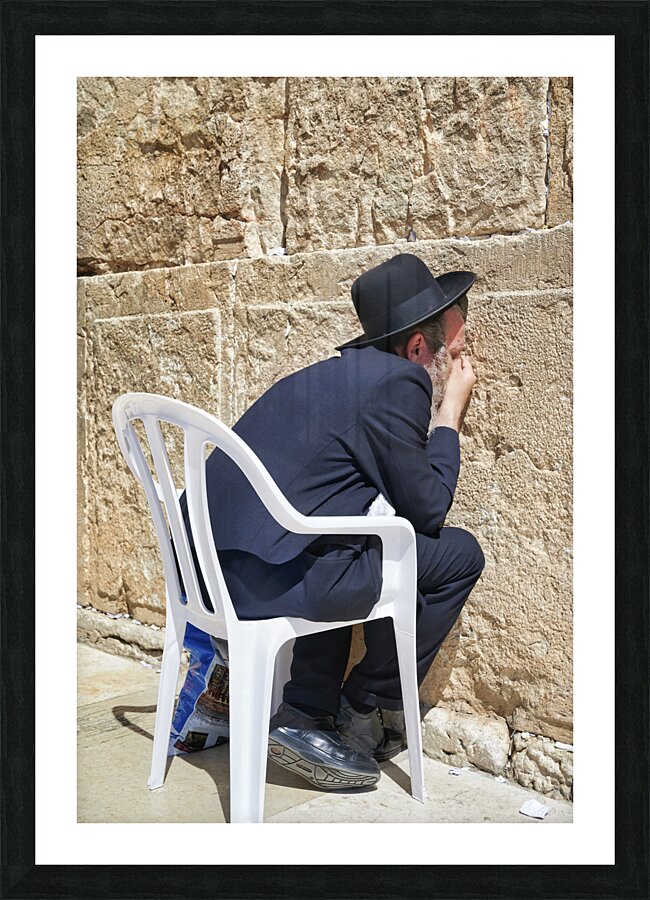 Jerusalem Israel. Orthodox jews praying at the wailing wall Picture Frame print