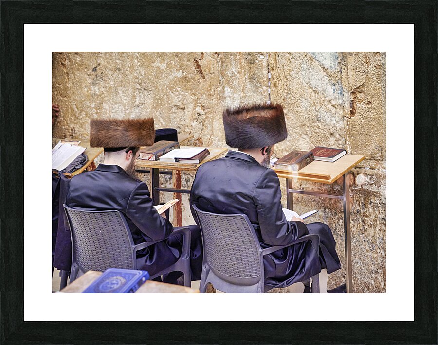 Jerusalem Israel. Orthodox jews praying at the wailing wall Picture Frame print