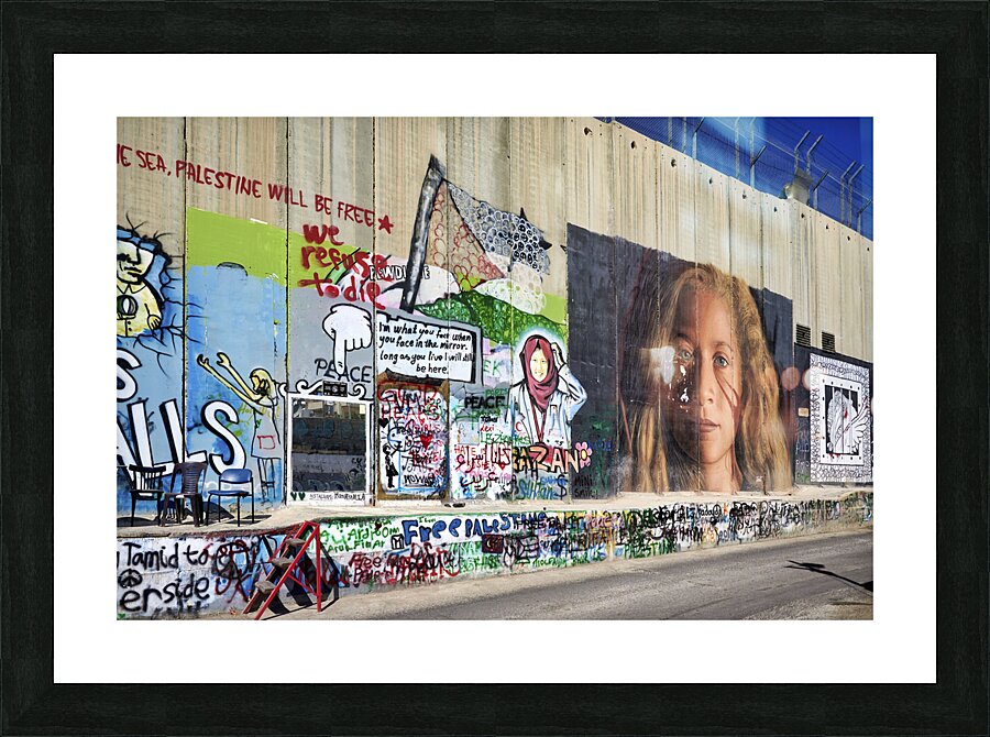 Jerusalem Israel. The west bank separation wall in Bethlehem Picture Frame print
