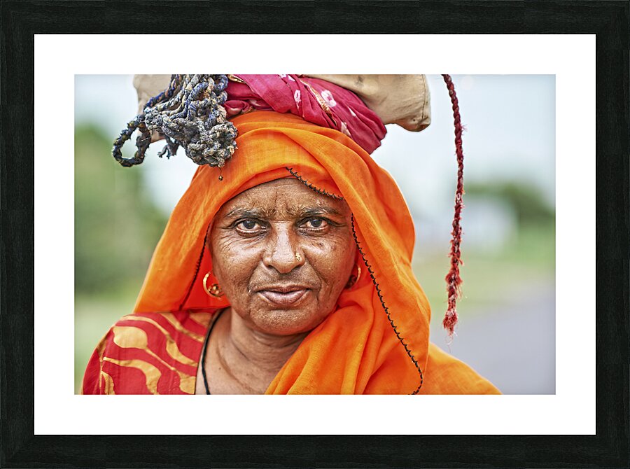 India Rajasthan. Portrait of an old woman Picture Frame print