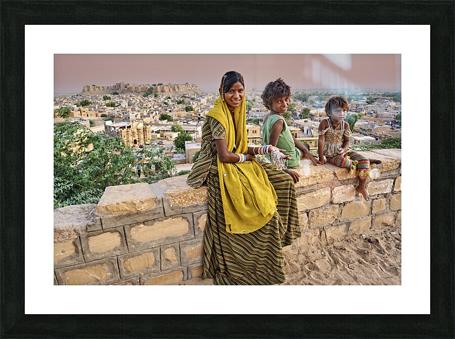 India Rajasthan jaisalmer. Portrait of a group of boys and girl Picture Frame print