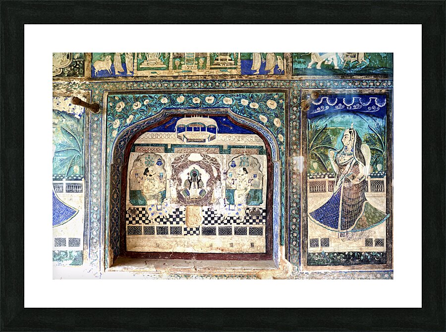 India Rajasthan Bundi. Decorations and paintings at Taragarh Fort Picture Frame print