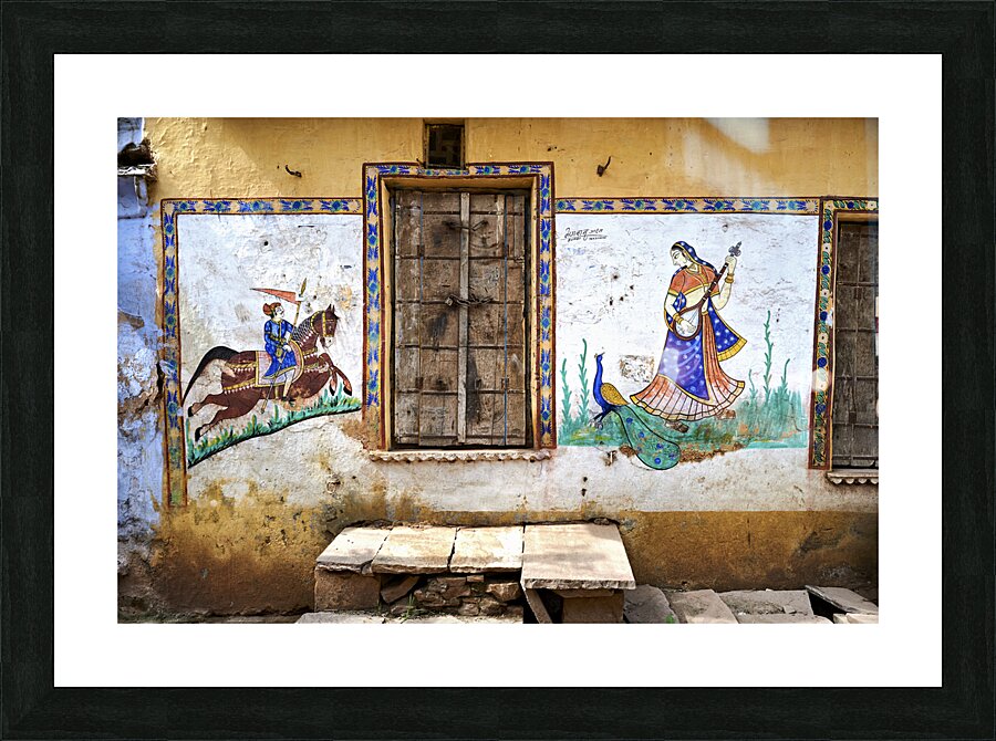 India Rajasthan Bundi. Painted decorated house Picture Frame print