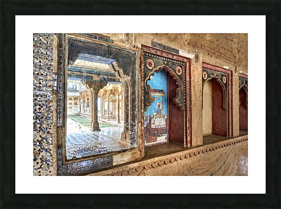 India Rajasthan Bundi. Decorations and paintings at Taragarh Fort Picture Frame print
