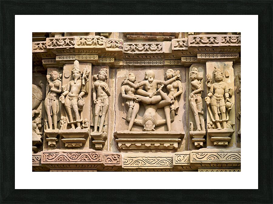 India Madhya Pradesh Khajuraho. The hindu erotic temples Picture Frame print