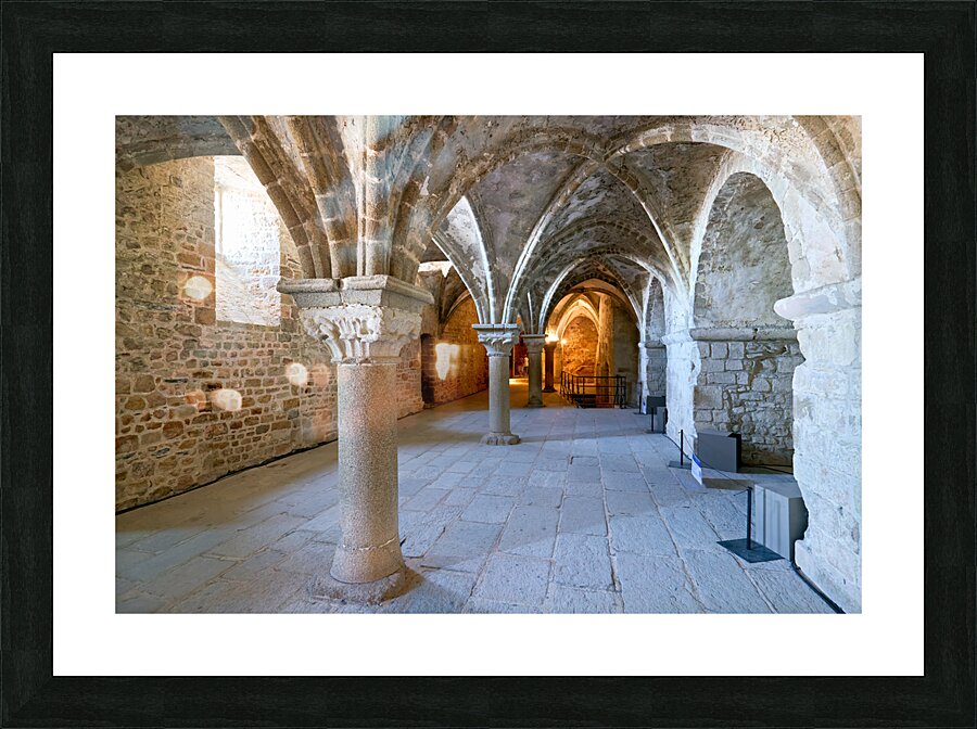 Mont Saint Michel Normandy France. The interior of the abbey. Promenoir des Moines Picture Frame print