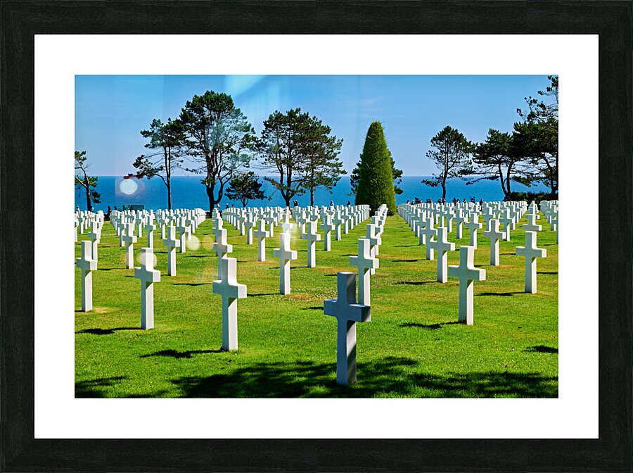 Colleville sur Mer. France. The Normandy American Cemetery and Memorial. Grave markers at the cemetery Picture Frame print