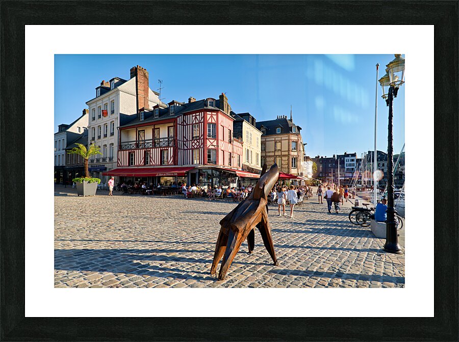 Honfleur Normandy France. Restaurants and cafe at the harbour Picture Frame print