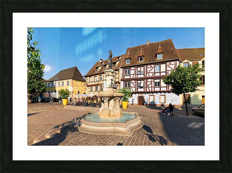 Colmar Alsace France. Alsace Wine Route. The timber framed houses in Petite Venise. Fontain Roesselmann Picture Frame print