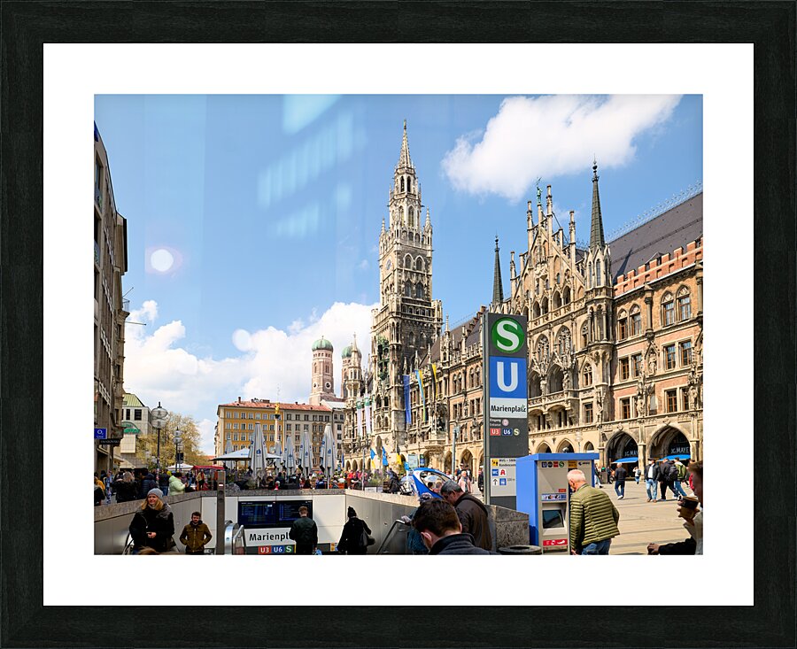 Germany Bavaria Munich. The town hall Rathaus. Marienplatz. Marys square Picture Frame print