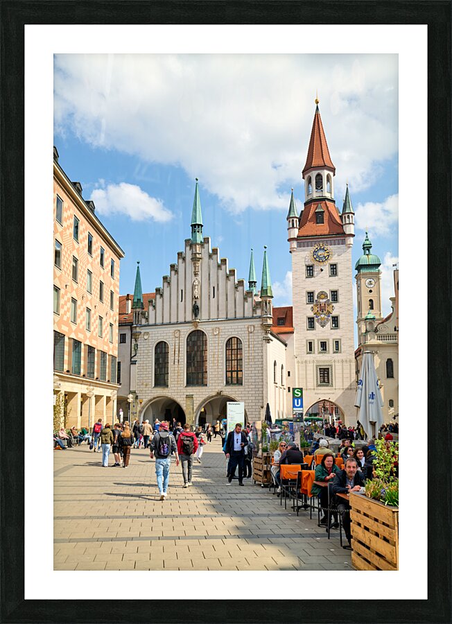 Germany Bavaria Munich. The old town hall Altes Rathaus. Marienplatz. Marys square Picture Frame print