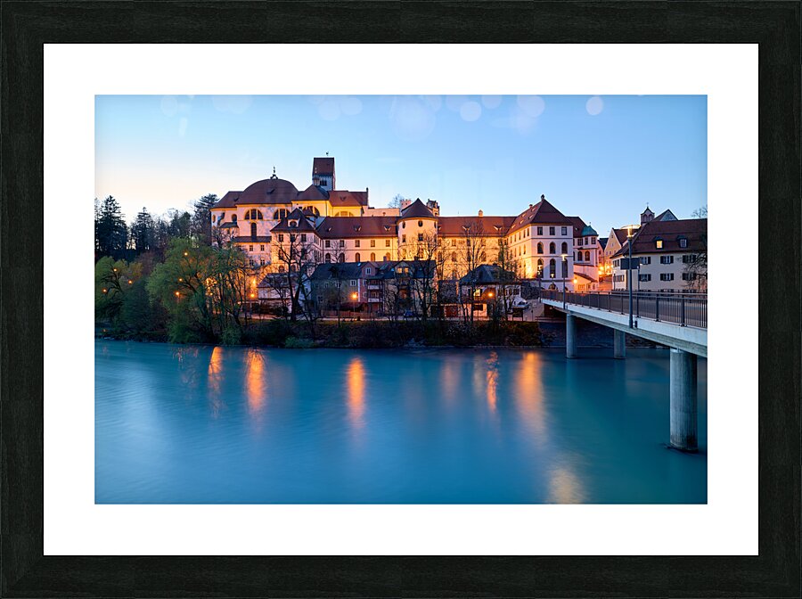 Germany Bavaria Romantic Road. Fussen. St. Mang Abbey  and museum on river Lech Picture Frame print