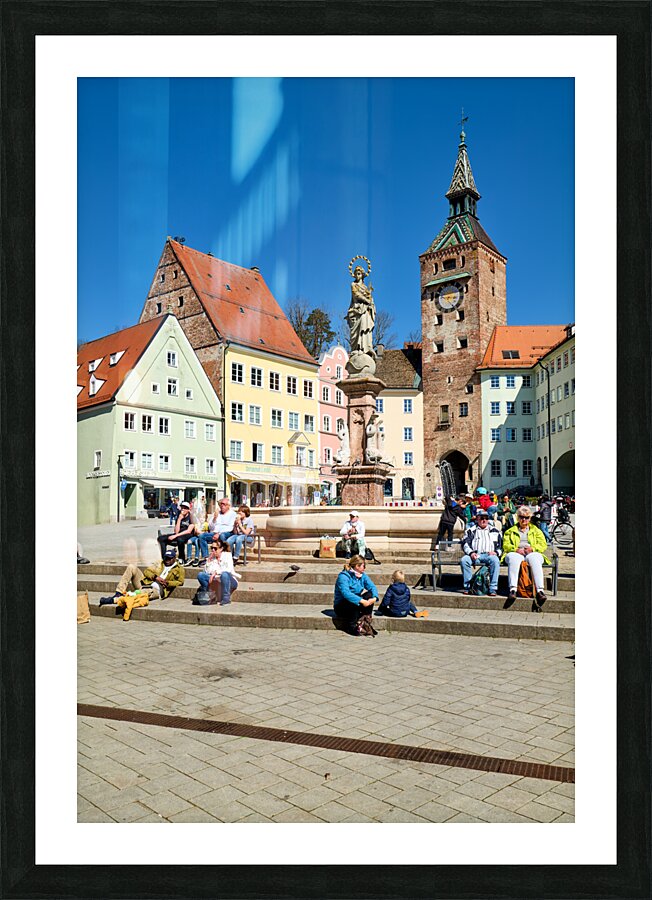 Germany Bavaria Romantic Road. Landsberg am Lech. Hauptplatz square Picture Frame print