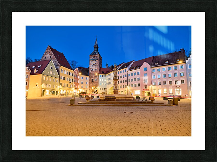 Germany Bavaria Romantic Road. Landsberg am Lech. Hauptplatz square Picture Frame print