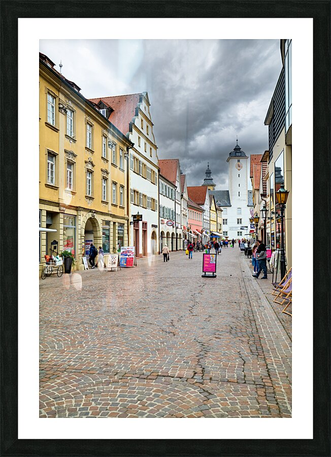 Germany Bavaria Romantic Road. Bad Mergentheim. The main street and the castle Picture Frame print