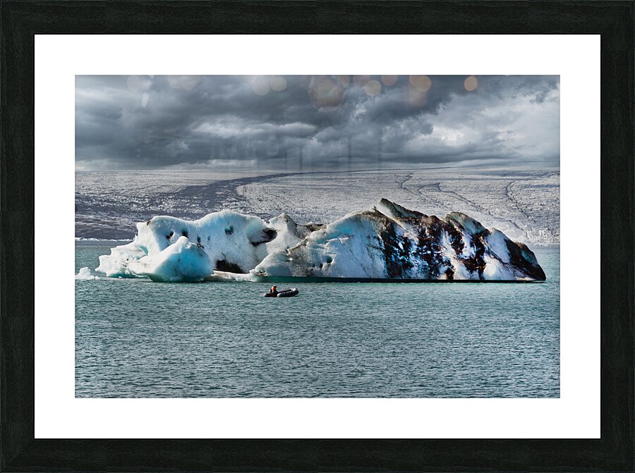 Jökulsárlón is a large glacial lake in southern part of Vatnajökull National Park Iceland. Picture Frame print