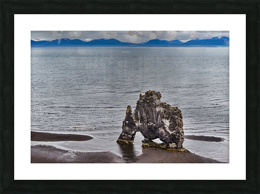 Hvítserkur is a 15 m high basalt stack along the eastern shore of the Vatnsnes peninsula in northwest Iceland Picture Frame print