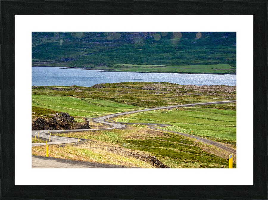 Winding road in Vatnsfjordhur. Iceland Picture Frame print