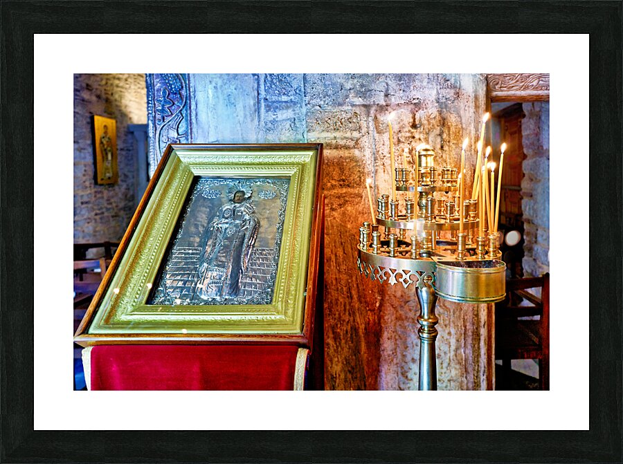 Athens Greece. Votive candles at Agios Eleftherios Orthodox Church Picture Frame print