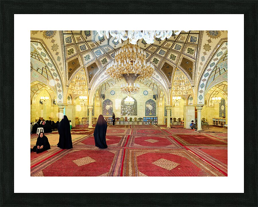 Syria. Damascus. People praying in a mosque Picture Frame print