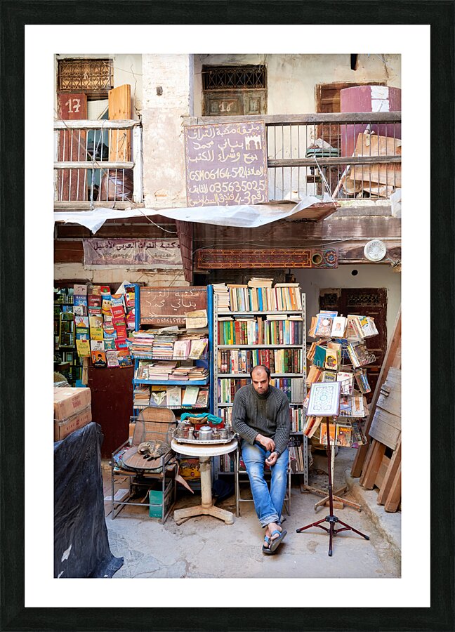 Morocco Fez. Sale of used books Picture Frame print
