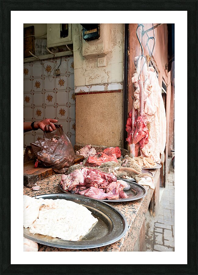 Morocco Marrakesh. The butcher in the Medina Picture Frame print