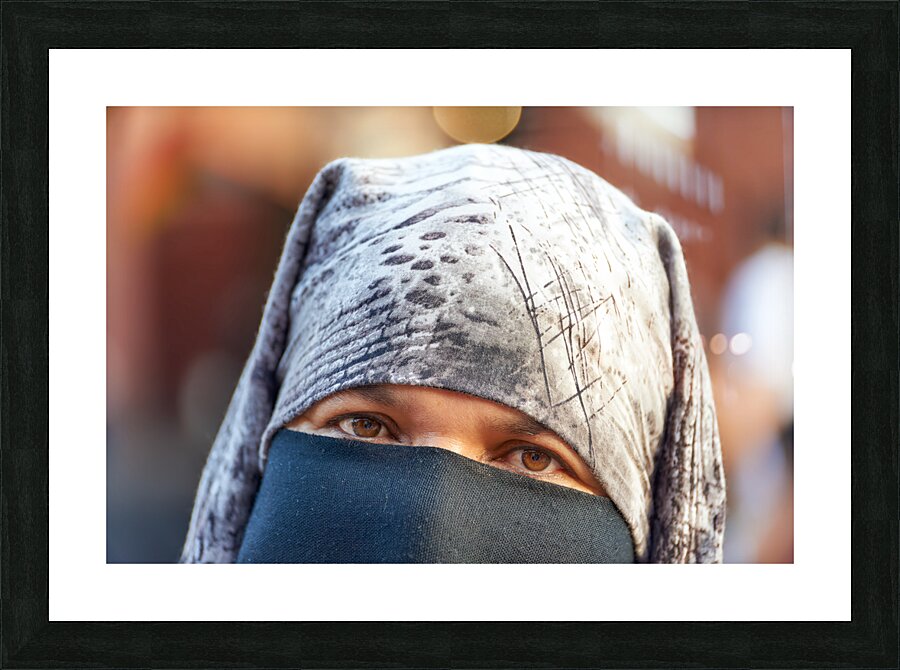 Morocco Marrakesh. Portrait of a veiled moroccan woman Picture Frame print