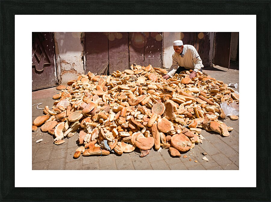 Morocco Meknes. Collecting loaf of bread Picture Frame print