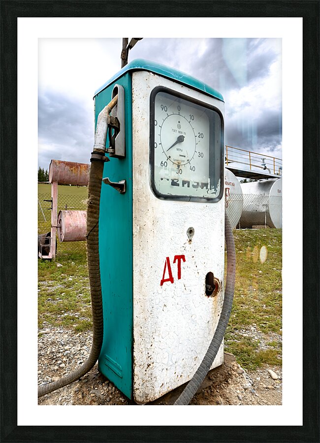 Mongolia. Old style soviet gas station Picture Frame print