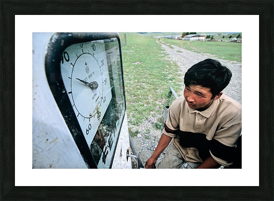 Mongolia. An old-fashioned vintage Petrol Station Picture Frame print