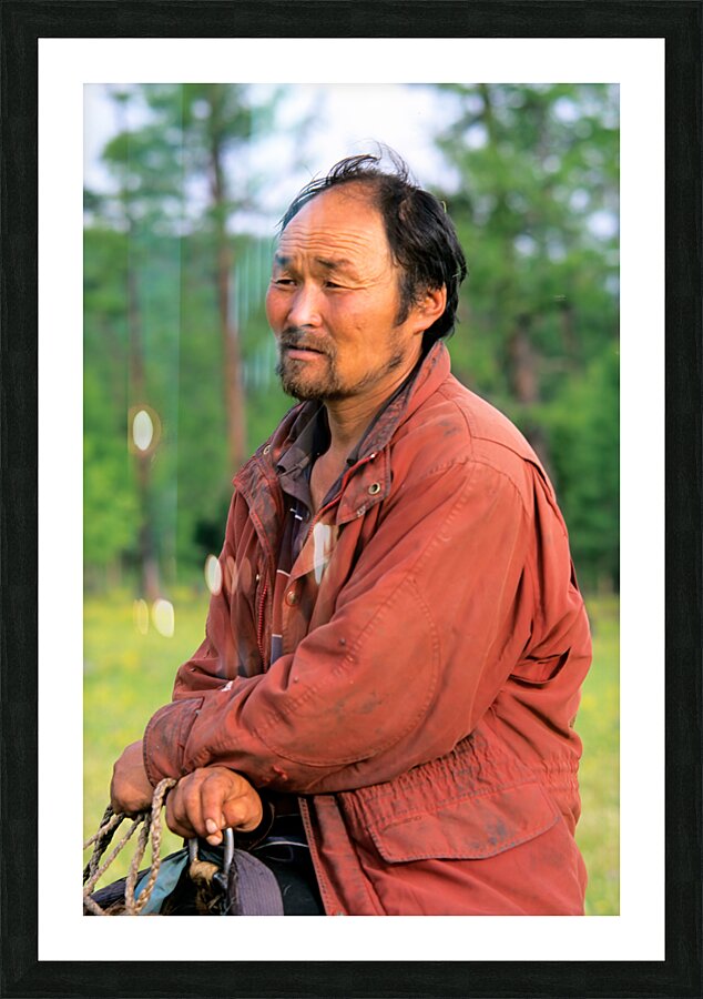 Mongolia. The Dukha Tsaatan are a small culture of reindeer herders living in northern Khövsgöl Aimag of Mongolia. Picture Frame print