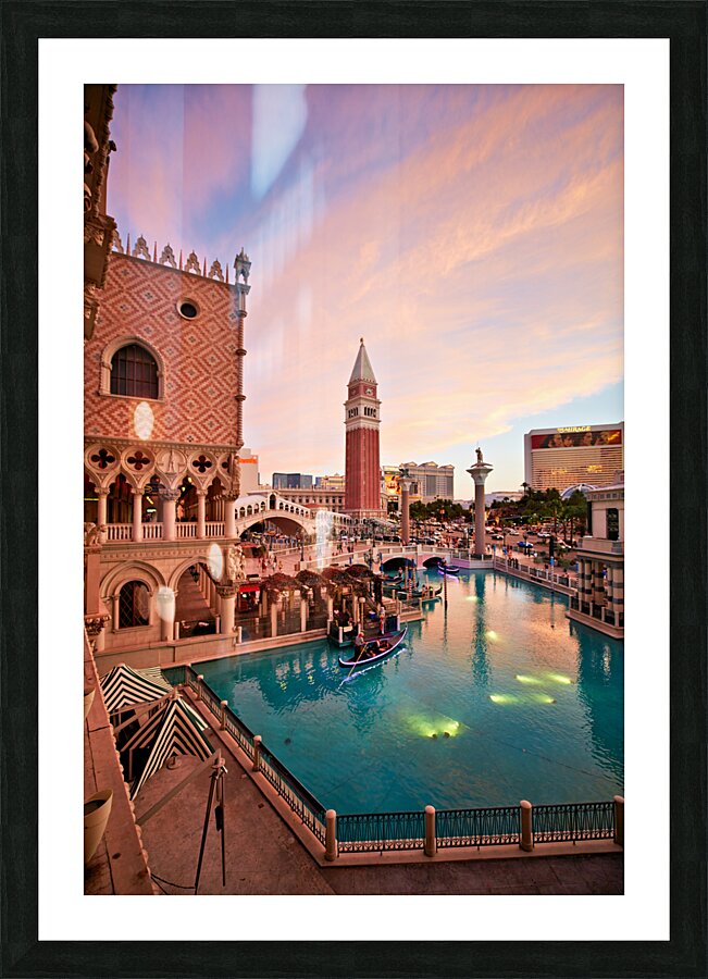 Venetian Hotel at Sunset. Las Vegas Nevada USA Picture Frame print