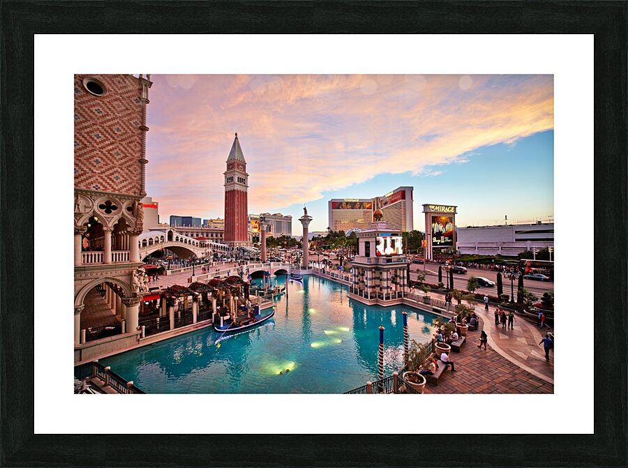 Venetian Hotel at Sunset. Las Vegas Nevada USA Picture Frame print