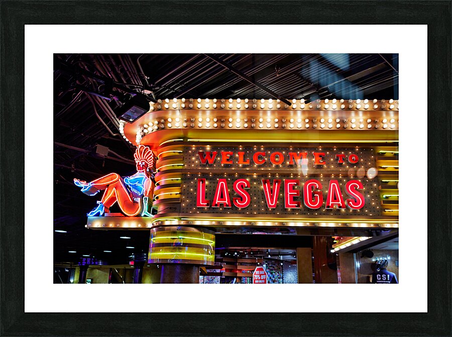 Welcome to Las Vegas sign. MGM Grand Hotel. Las Vegas Nevada USA Picture Frame print