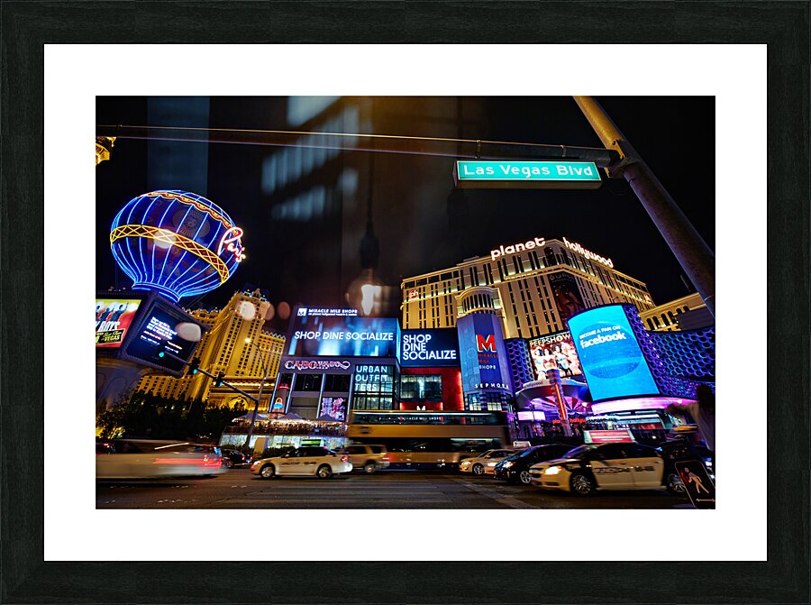 The Strip by night. Las Vegas Nevada USA Picture Frame print